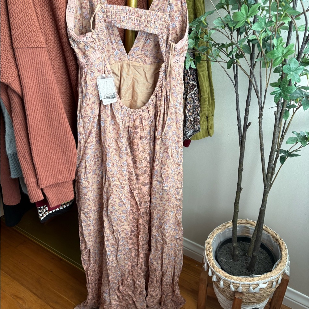 Free People Floral Print Dress in Pink and Tan - Picture 5 of 8